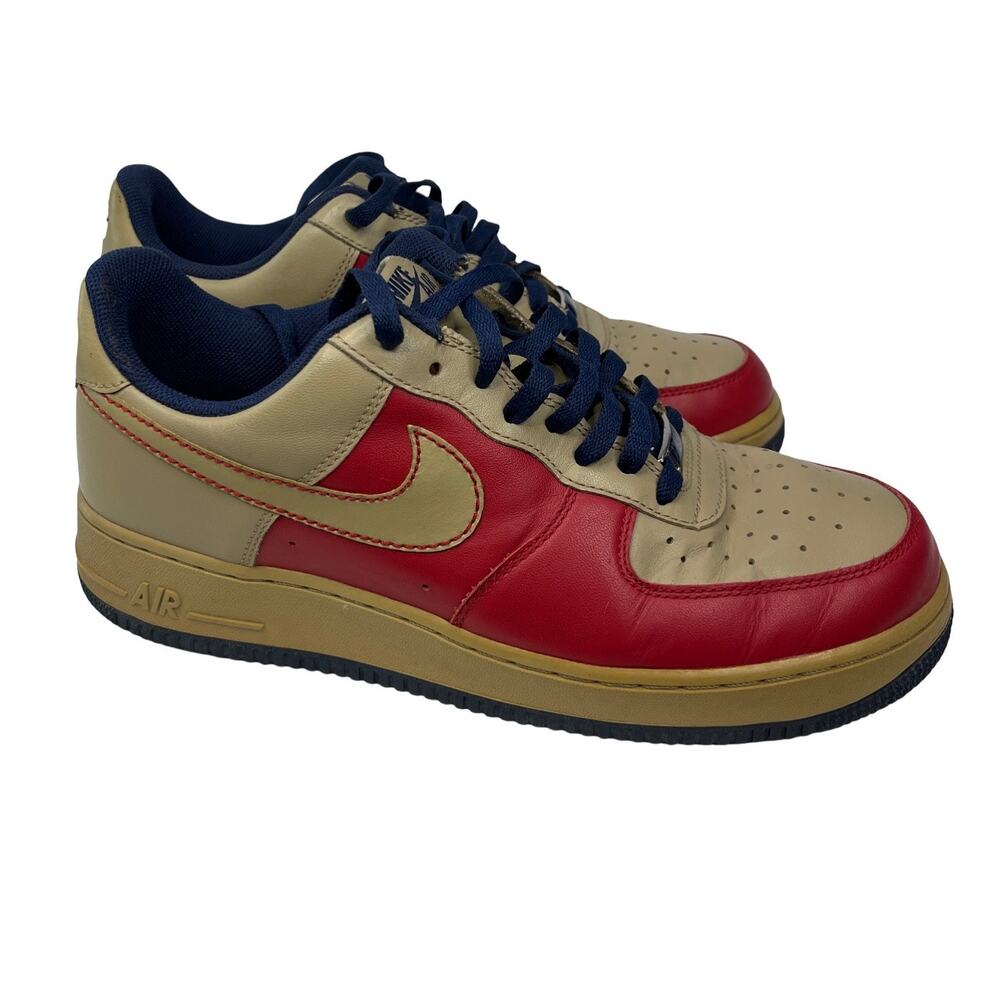 Nike Air Force 1 Low Retro 2007 Beige Red Navy Sneakers Men’s 10.5 Classic